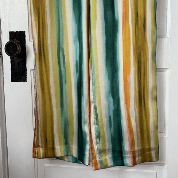 ZARA SATIN STRIPED HIGH RISE TROUSER STYLE PANTS - Picture 5 of 11